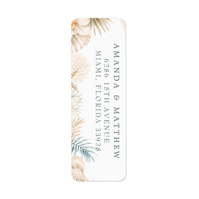 Elegant Coastal Beach Wedding Return Address (Front)