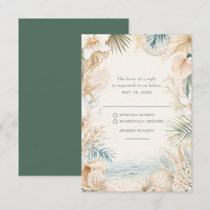 Elegant Coastal Beach Wedding RSVP Card