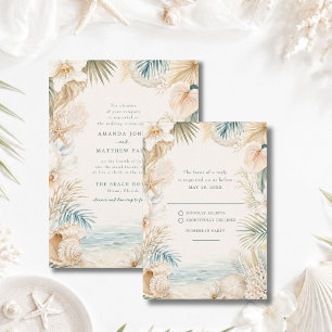 Elegant Coastal Beach Wedding RSVP Card