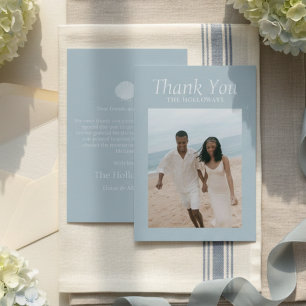 Elegant Coastal Blue Wedding Flat Thank You Card