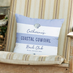 Elegant Coastal Cowgirl Soft Blue White Stripes   Outdoor Pillow