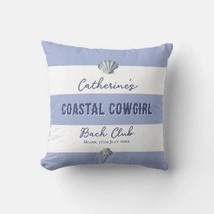 Elegant Coastal Cowgirl Soft Blue White Stripes Throw Pillow