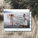 Elegant Coastal Family Photo Christmas  Holiday Card<br><div class="desc">Celebrate the magic of the season with our Elegant Coastal Family Photo Christmas Holiday Card! This stunning card combines the beauty of beachside elegance with the warmth of family love, creating a perfect way to send your holiday wishes. Design Features: Chic Beach Aesthetic: Featuring a beautifully crafted “Seas & Greetings”...</div>