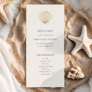 Elegant Coastal gold Seashell Wedding Program