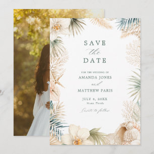 Elegant Coastal Photo Beach Wedding  Save The Date