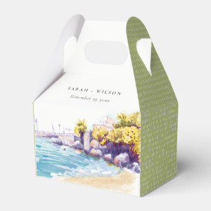 Elegant Coastal Sand Beach Rocky Seascape Wedding Favor Box