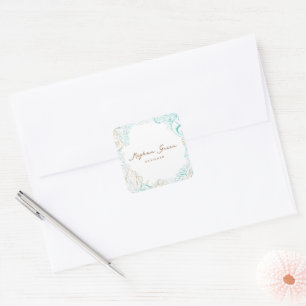 Elegant Coastal Seashell Luxurious Square Sticker