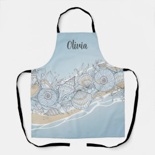 Elegant Coastal Seashells Apron