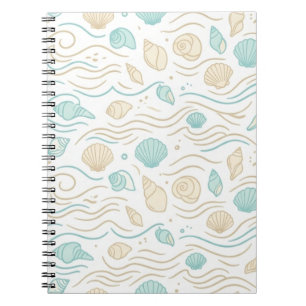 Elegant Coastal Seashells Pastel Pattern Notebook