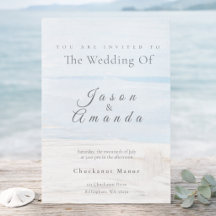 Elegant Coastal Soft Blue Watercolor  Invitation