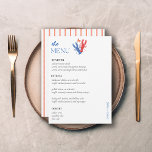 Elegant Coastal Wedding Table Menu Cards Flat Menu<br><div class="desc">Timeless Elegance with a Coastal Twist: Simple and Elegant Wedding Table Menu Cards
Elevate your wedding reception with these simple and elegant flat menu cards,  now fully customizable with a charming coastal lobster theme!</div>