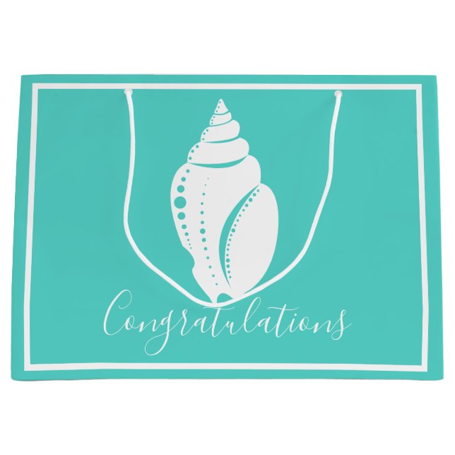Elegant Coastal White Seashell Congratulations Large Gift Bag (Front)