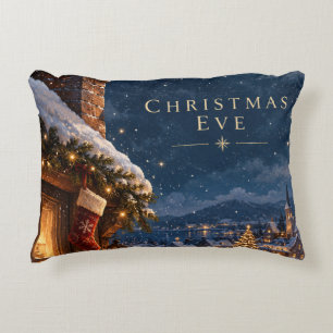 Elegant Cobalt Blue Chinoiserie Christmas holiday Accent Pillow