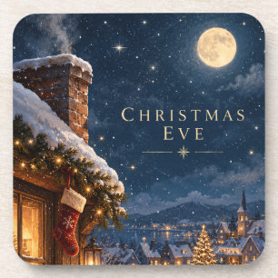 Elegant Cobalt Blue Chinoiserie Christmas holiday Coaster