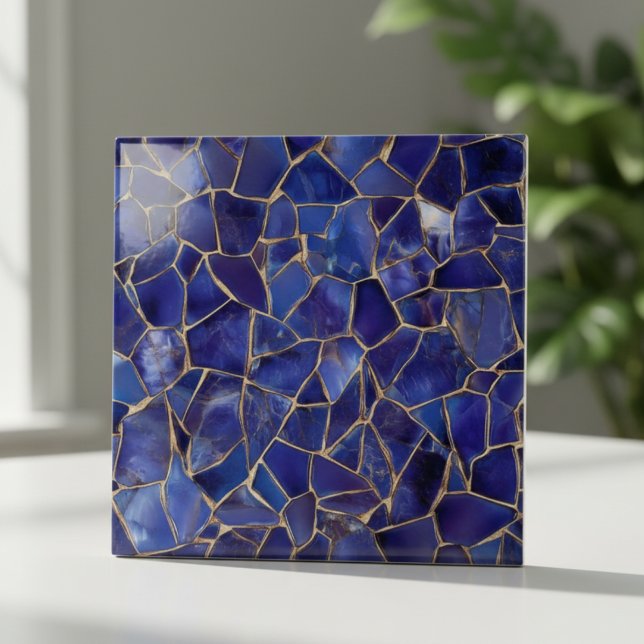Elegant Cobalt Blue Gold Mosaic Tile (Creator Uploaded)