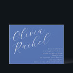Elegant Cobalt Blue Script Minimal Bat Mitzvah Invitation<br><div class="desc">This elegant Bat Mitzvah invitation showcases a contemporary design with a minimalist horizontal composition, perfect for modern celebrations. The invitation features a beautiful script calligraphy in crisp white, set against a rich Cobalt Blue background, creating a striking and sophisticated look. Ideal for those who appreciate clean lines and timeless style,...</div>