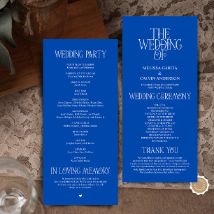 Elegant Cobalt Blue Typography Wedding Program