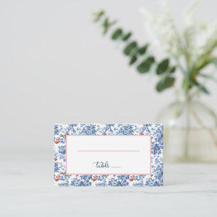 Elegant Cobalt Floral Border Place Card