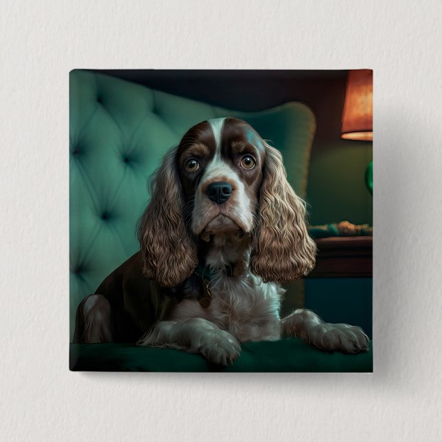 Elegant Cocker Spaniel Classic Portrait Design 2 Inch Square Button (Front)