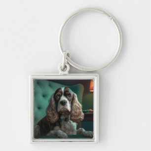 Elegant Cocker Spaniel Classic Portrait Design Keychain