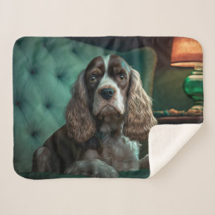 Elegant Cocker Spaniel Classic Portrait Design Sherpa Blanket