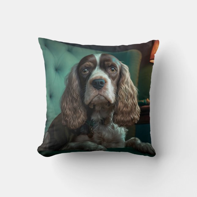 Elegant Cocker Spaniel Classic Portrait Design Throw Pillow (Front)
