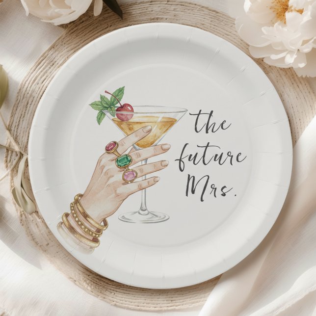Elegant Cocktail Bridal Shower Paper Plate (Perfect cocktail theme for a sophisticated and unforgettable bridal shower.)