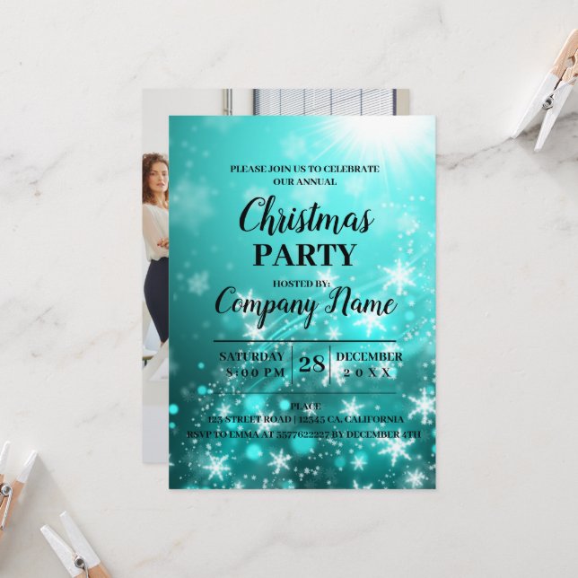 Elegant Cocktail de Noël Invitation de fête de Noë (Devant/Arrière en situation)