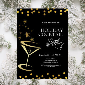 Élégant Cocktail de vacances Invitation Noël