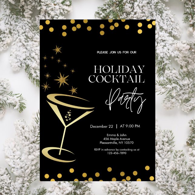 Élégant Cocktail de vacances Invitation Noël (Créateur téléchargé)