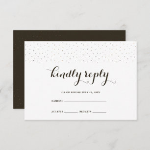 Elegant Cocoa and White with Dots RSVP Card