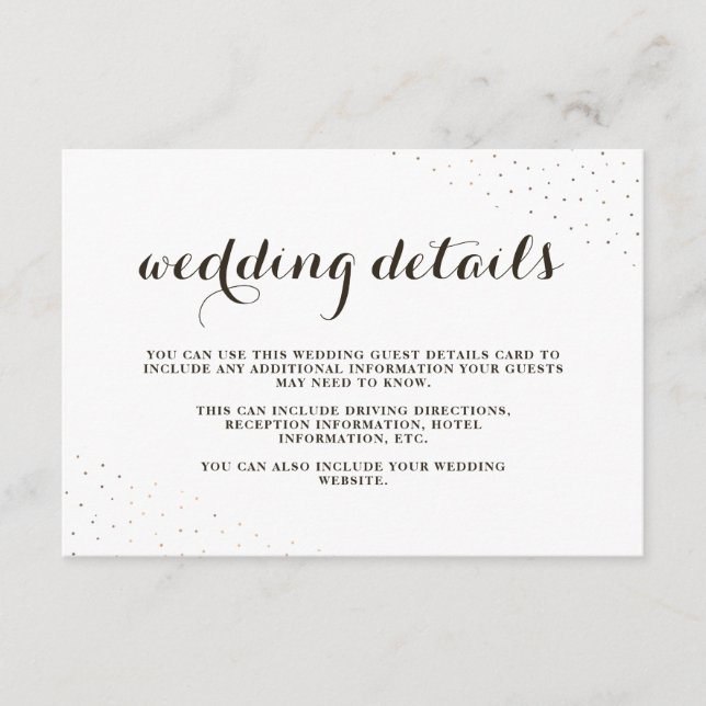 Elegant Cocoa and White with Dots Wedding Details Enclosure Card (Front)