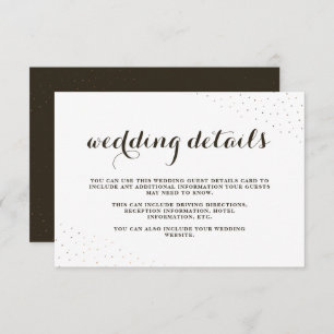 Elegant Cocoa and White with Dots Wedding Details Enclosure Card