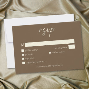 Elegant Cocoa Brown Minimalist Wedding RSVP Card