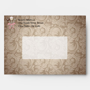 Elegant Cocoa Damask Cake Pop Envelopes