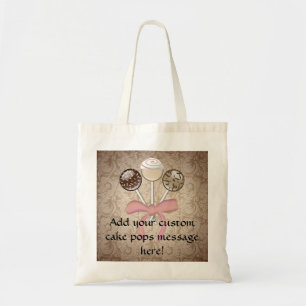 Elegant Cocoa Damask Cake Pop Tote Bag
