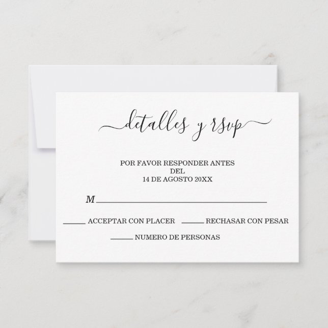 Elégant code Boda QR espagnol Détalles Y RSVP (Devant)