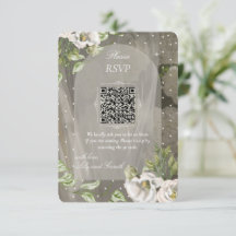 Élégant Code QR RSVP de mariage à motifs de points