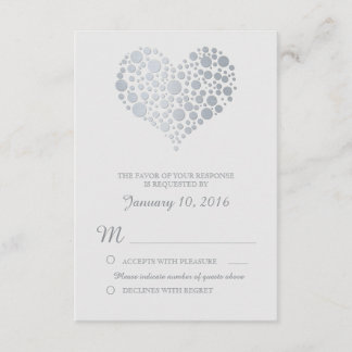 Elégant Coeur Argent Clair Mariage gris RSVP