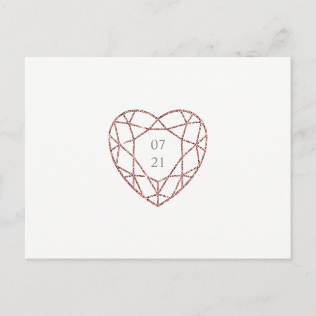 Elégant coeur d'or rose enregistrer la date carte  (Devant)