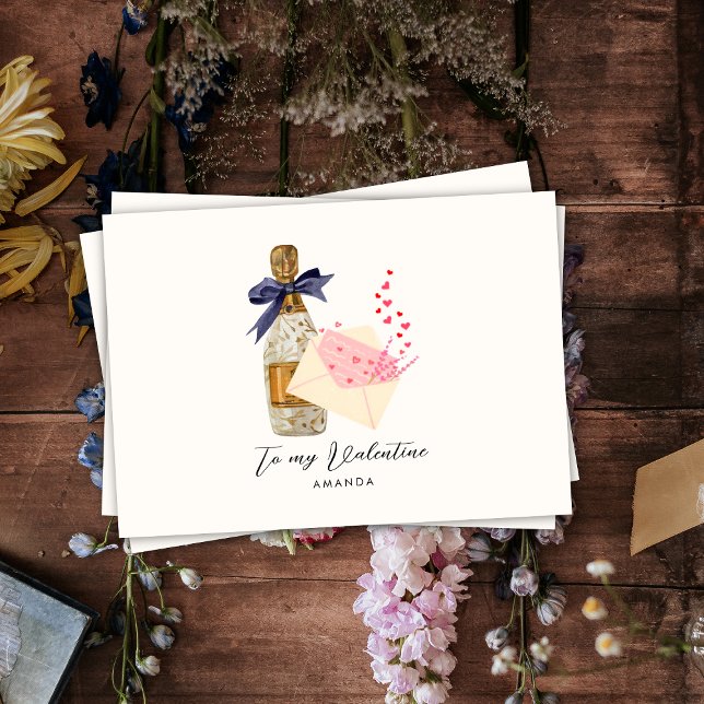 Elégant Coeurs Modernes Carte Champagne valentine (Créateur téléchargé)