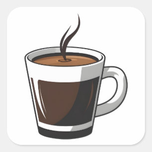 Elegant Coffee Cup Illustration Square Sticker