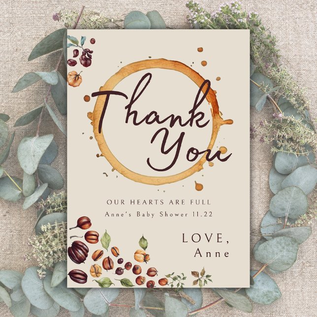 Elegant Coffee Theme Baby Shower Thank You Card (Creator Uploaded)