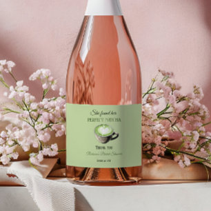 Elegant Coffee Theme Perfect Matcha Bridal Shower Sparkling Wine Label