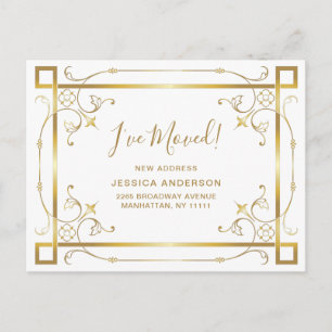 Elegant Colden Art Deco Moving Announcement Postcard
