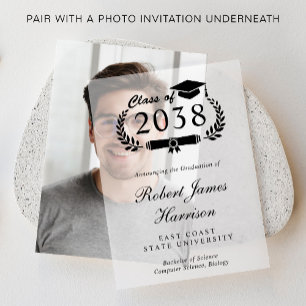 Elegant College Graduation Party Overlay Vellum Invitations