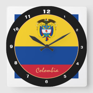 Elegant Colombian Flag, Colombia Home / design Square Wall Clock