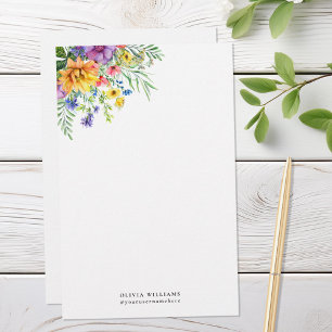 Élégant coloré monogramme floral papier papeterie