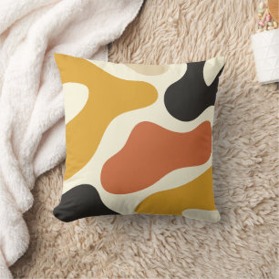 Elegant colorful Abstract yellow Black And White  Throw Pillow