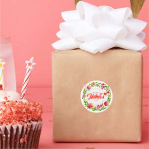 Elegant Colorful Floral Happy Mother's Day Classic Round Sticker